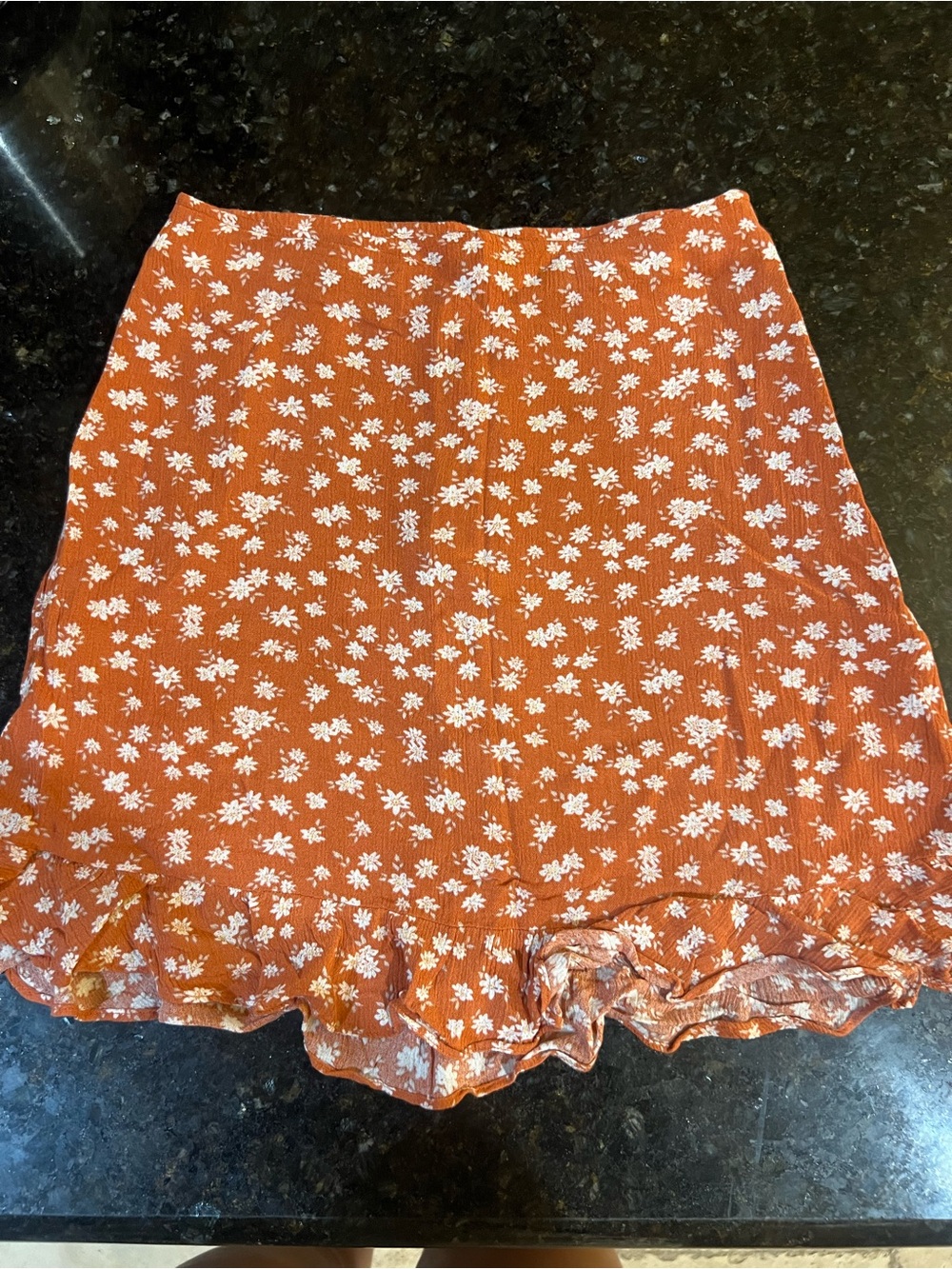 A&F Rust Floral Ruffle Hem Women's Skirt